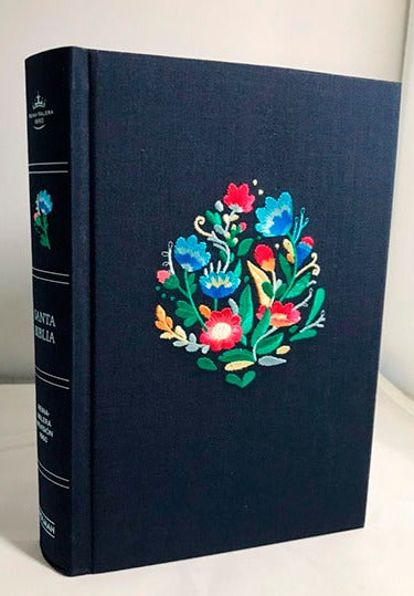 Biblia Reina Valera 1960 compacta Azul Bordado Sobre Tela