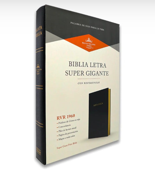 RVR 1960 Biblia letra súper gigante, negro imitación piel