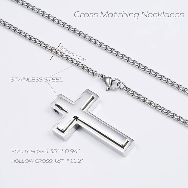 Collar de cruz de pareja de acero inoxidable