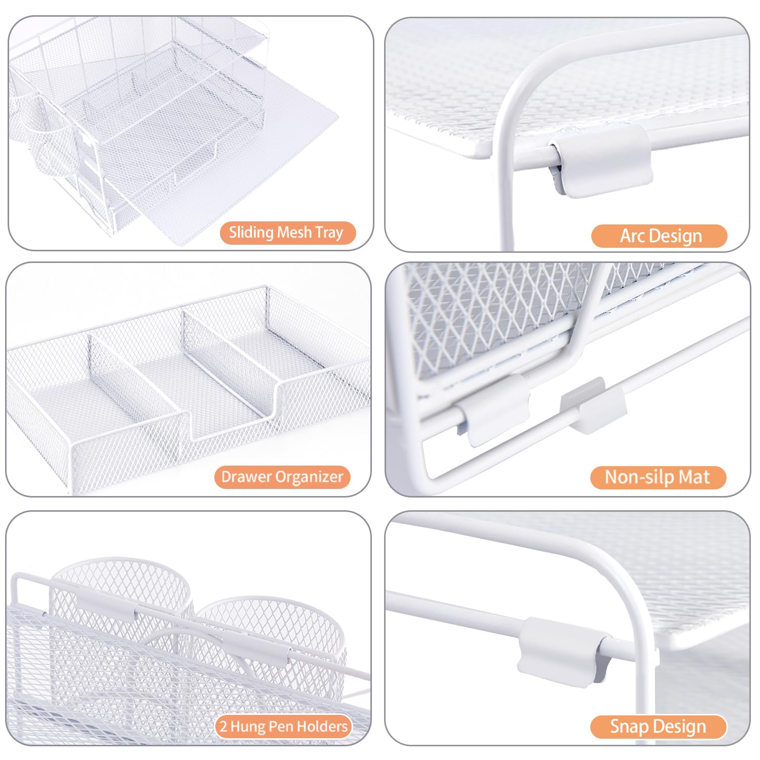 Organizadores y accesorios de escritorio Desk Organizers and Accessories, 4-Tier Paper Leter Tray Organizer with 2 Pen Holders and File Holder, Desk Organizer with Drawer, Ofice Desk Accesorie for Office Supplies（Purple）