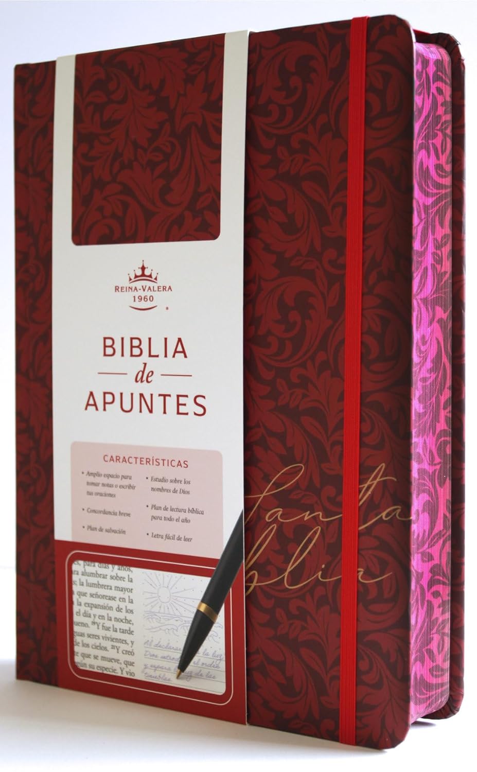 Biblia de Apuntes RVR 1960 Tapa dura, Vino tinto (Edición cantos pintados)