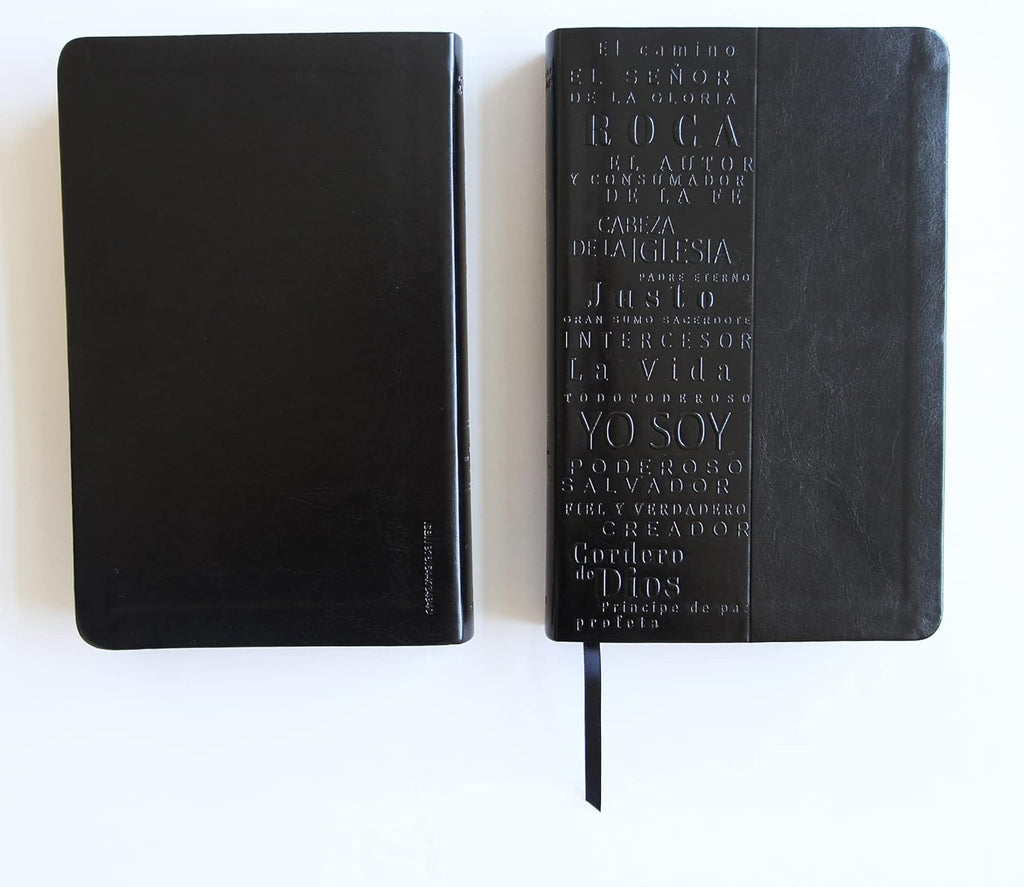Biblia RVR60 letra grande tamaño manual, simil piel negro con nombres de Dios