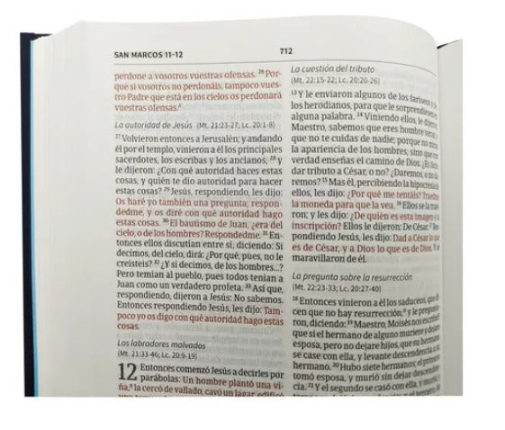 Biblia Reina Valera 1960 compacta Azul Bordado Sobre Tela