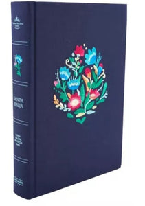 Biblia Reina Valera 1960 Ultrafina Azul Bordado Sobre Tela