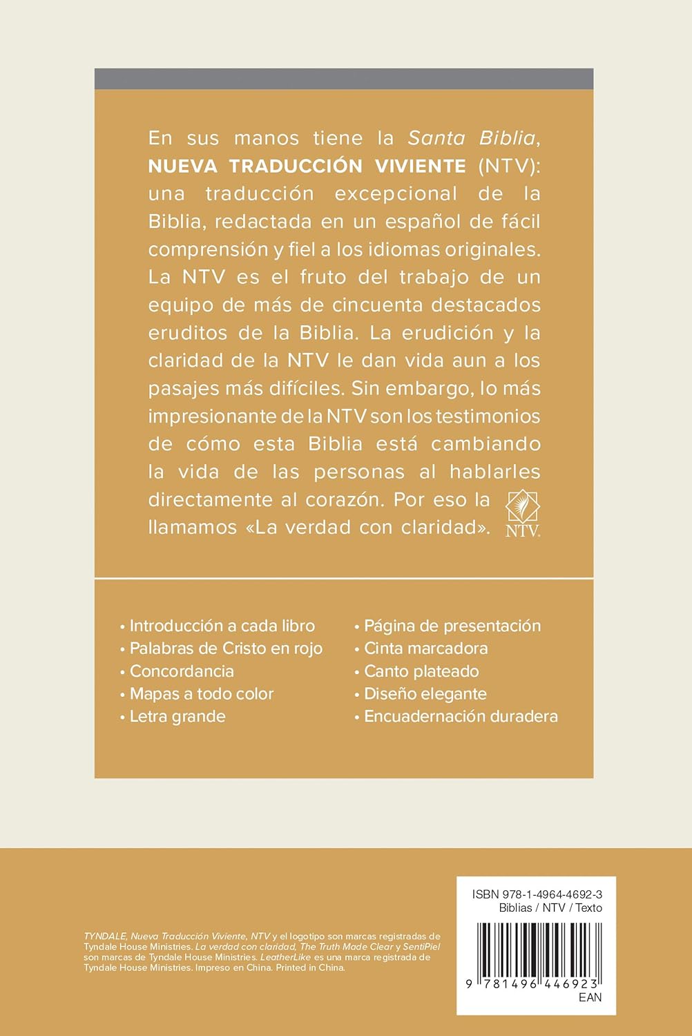 Santa Biblia NTV, Edición personal, letra grande