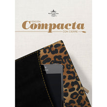 Cargar imagen en el visor de la galería, Biblia RVR60 Compacta Negro/leopardo con cierre simil piel
