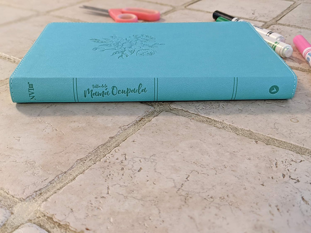 Biblia de la mamá ocupada, piel imitada turquesa