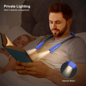 Gritin Neck Reading Light, Book Light for Reading in Bed- Eye Caring 3 Colors,Stepless Dimming Brightness,Bendable Arms，80+Hrs Runtime,Round Neck Design,Comfortable&Flexible for Reading, Knitting etc