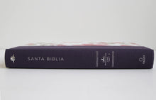 Load image into Gallery viewer, Biblia Reina Valera 1960 letra grande tela azul púrpura con flores
