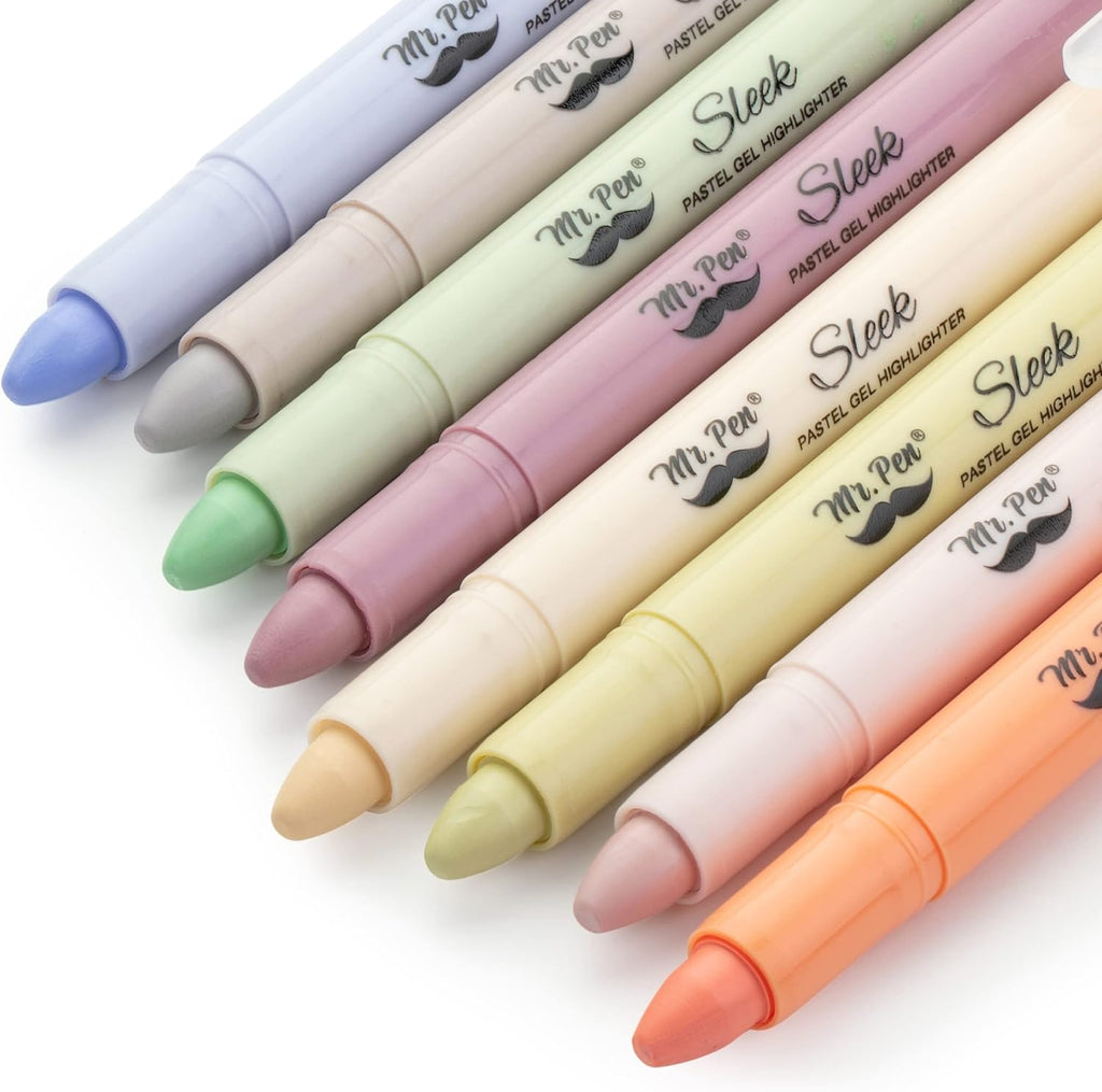 Mr. Pen No Bleed Gel Highlighter, Bible Highlighters, Assorted Colors, Pack of 8