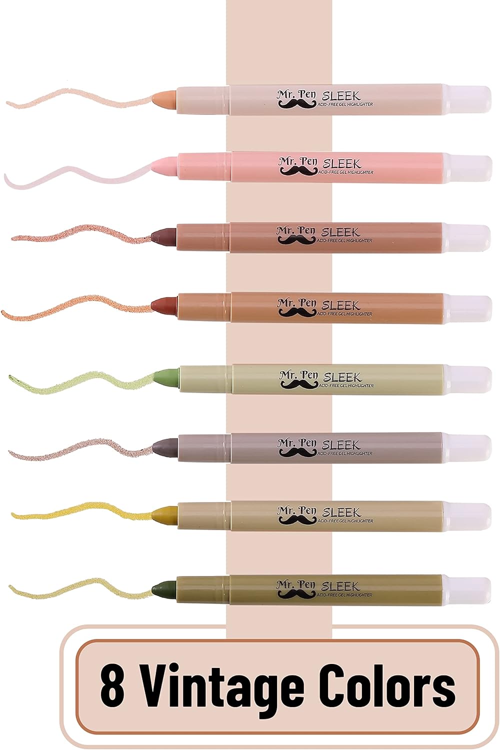 Mr. Pen No Bleed Gel Highlighter, Bible Highlighters, Assorted Colors, Pack of 8