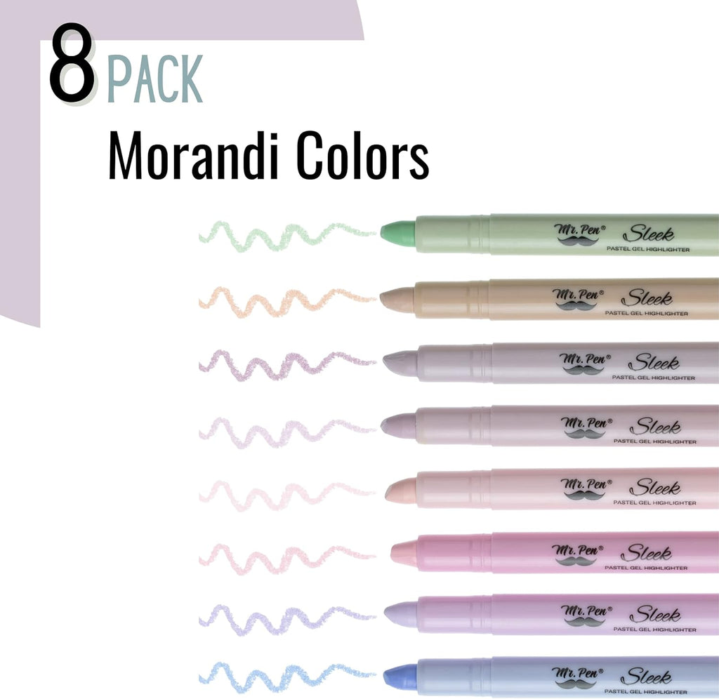 Mr. Pen No Bleed Gel Highlighter, Bible Highlighters, Assorted Colors, Pack of 8
