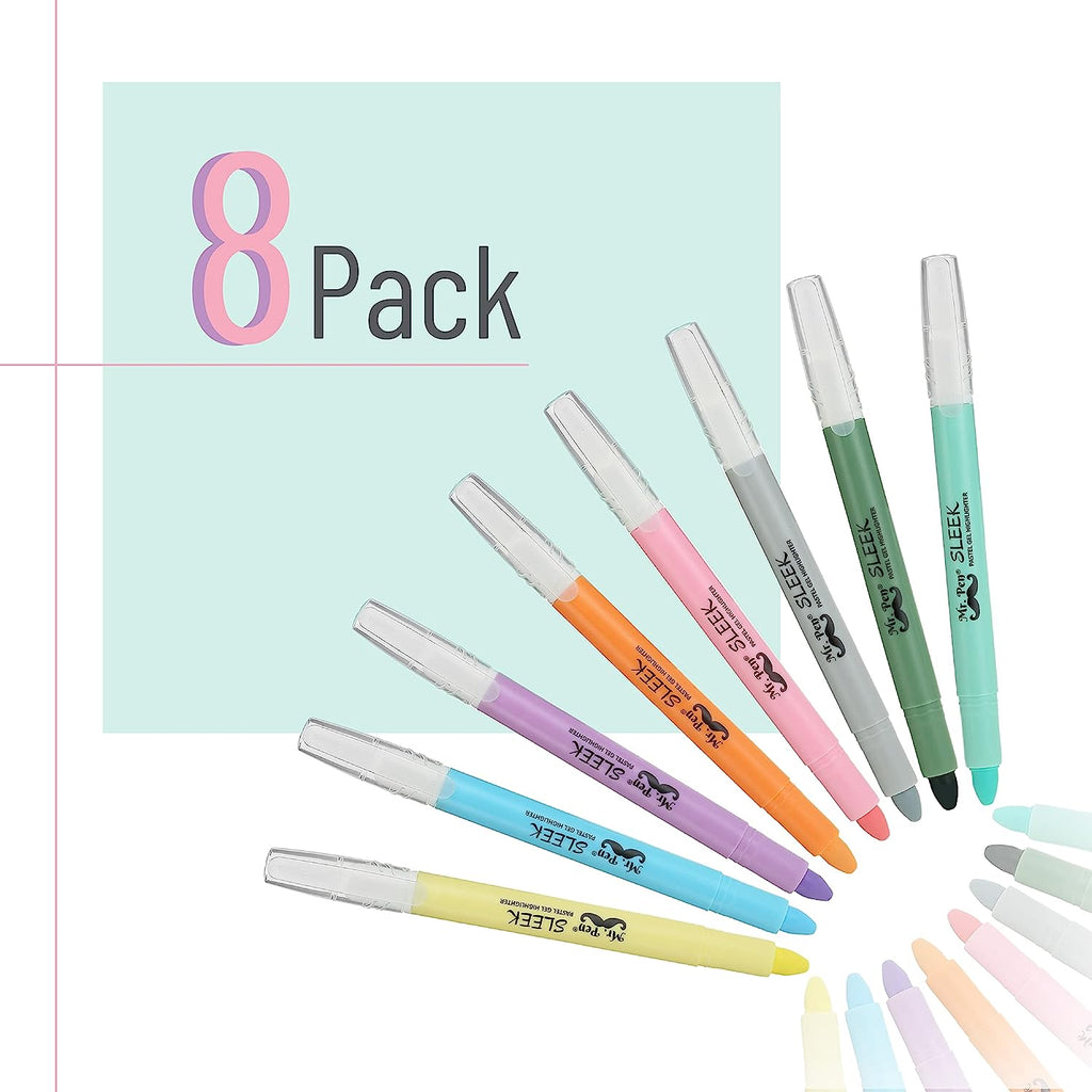 Mr. Pen No Bleed Gel Highlighter, Bible Highlighters, Assorted Colors, Pack of 8