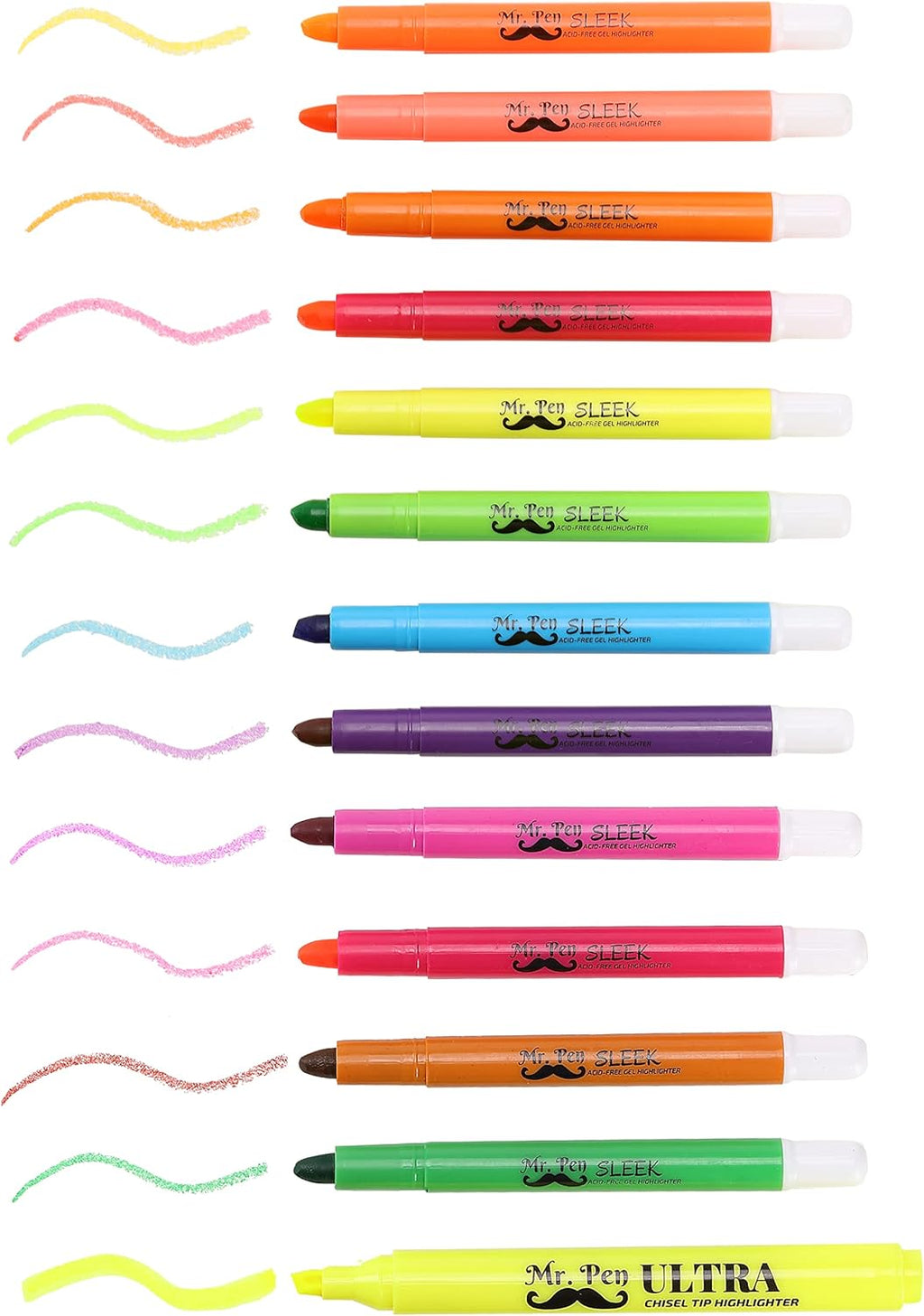 Mr. Pen No Bleed Gel Highlighter, Bible Highlighters, Assorted Colors, Pack of 8