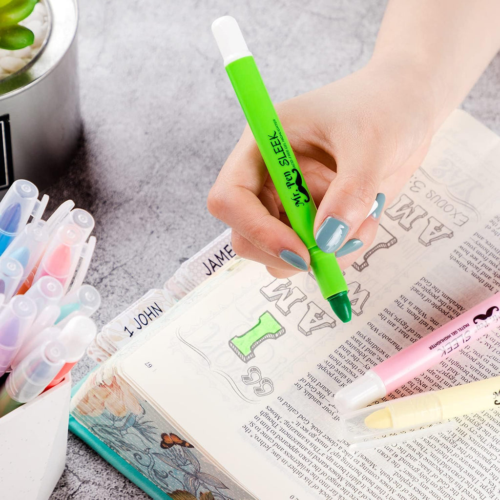 Mr. Pen No Bleed Gel Highlighter, Bible Highlighters, Assorted Colors, Pack of 8
