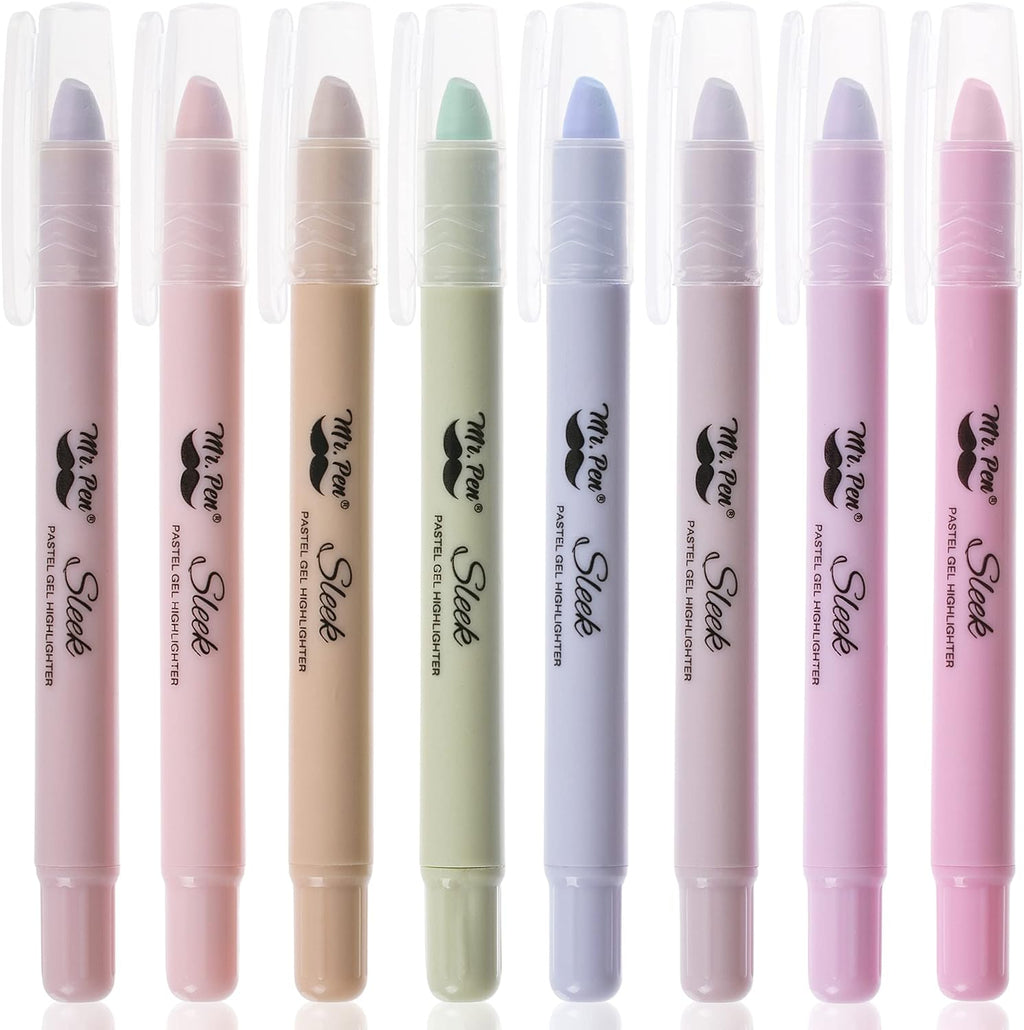 Mr. Pen No Bleed Gel Highlighter, Bible Highlighters, Assorted Colors, Pack of 8