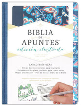 Cargar imagen en el visor de la galería, Biblia Reina Valera 1960 de Apuntes, Edición ilustrada. Tela en rosado y azul

