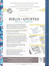 Cargar imagen en el visor de la galería, Biblia Reina Valera 1960 de Apuntes, Edición ilustrada. Tela en rosado y azul
