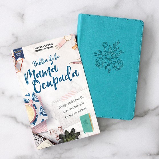 Biblia de la mamá ocupada, piel imitada turquesa