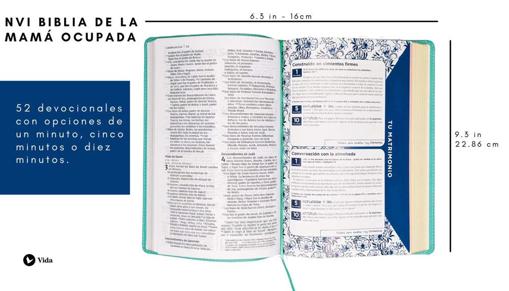 Biblia de la mamá ocupada, piel imitada turquesa