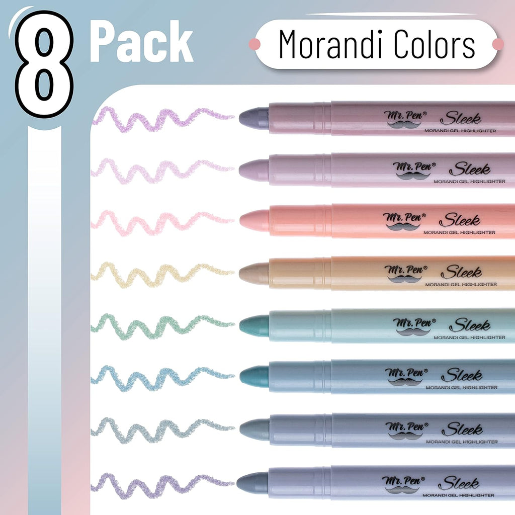 Mr. Pen No Bleed Gel Highlighter, Bible Highlighters, Assorted Colors, Pack of 8