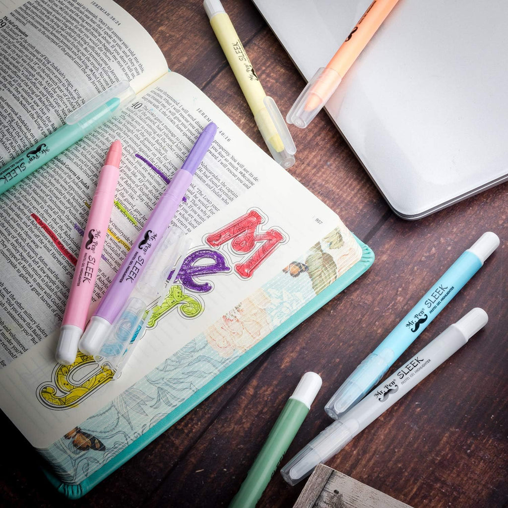 Mr. Pen No Bleed Gel Highlighter, Bible Highlighters, Assorted Colors, Pack of 8