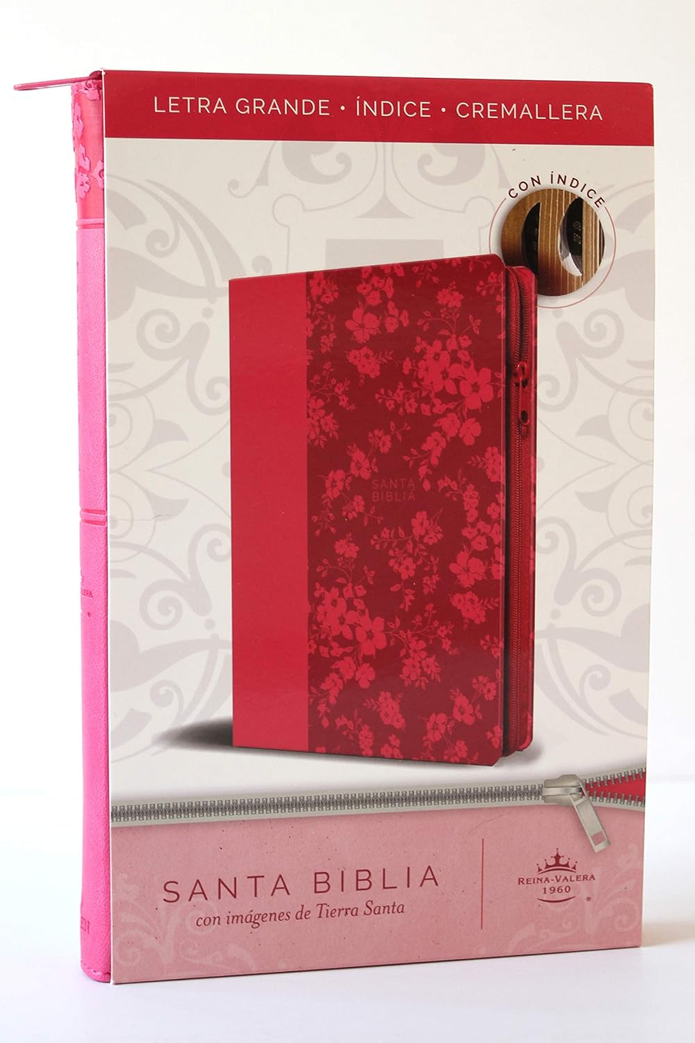Biblia Reina Valera 1960 letra grande. Símil piel fucsia, cremallera, índice, ma nual / Spanish Bible RVR 1960. Handy Size, Large Print, Leathersoft