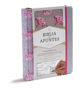 Biblia de apuntes gris y floreado