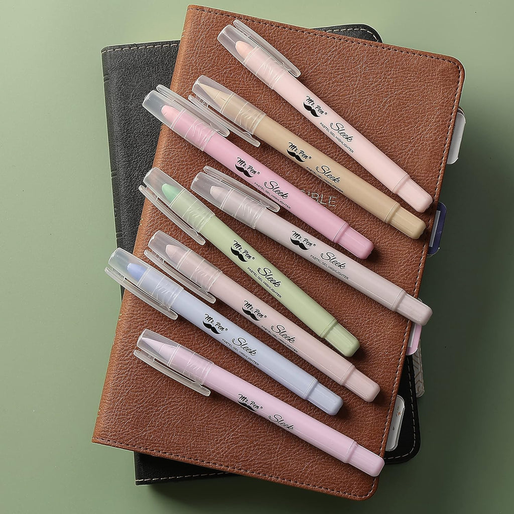Mr. Pen No Bleed Gel Highlighter, Bible Highlighters, Assorted Colors, Pack of 8