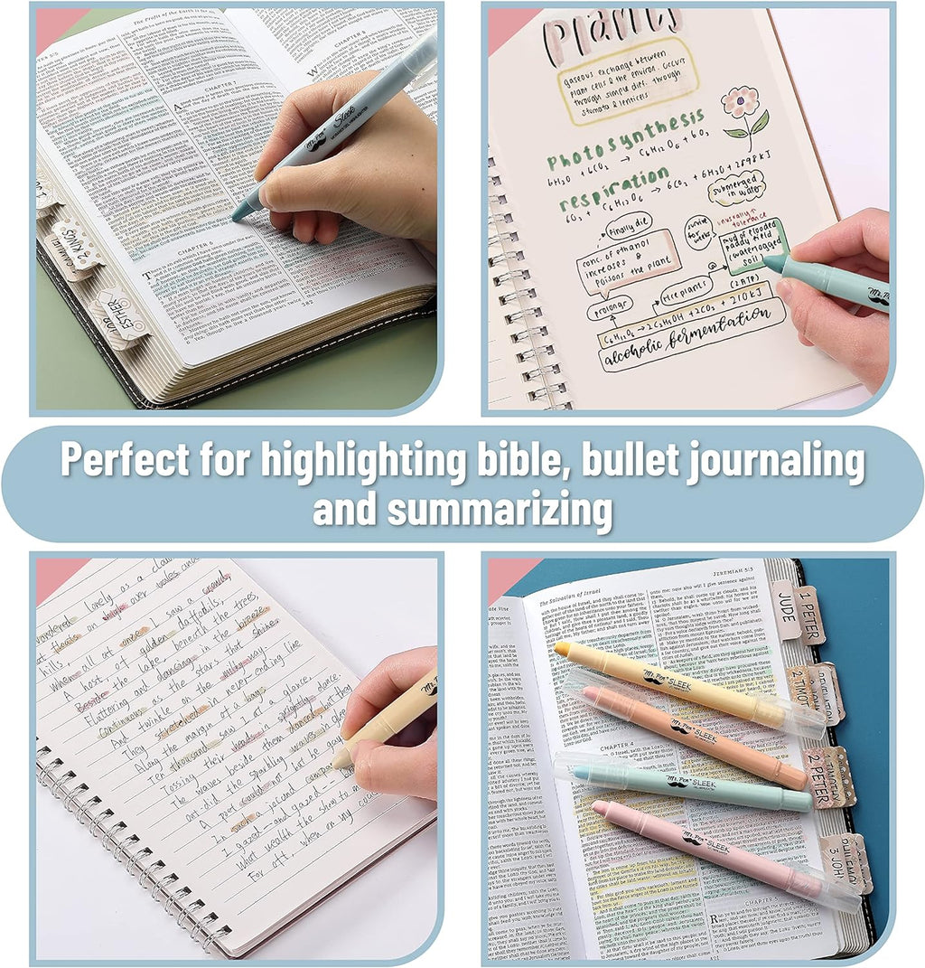 Mr. Pen No Bleed Gel Highlighter, Bible Highlighters, Assorted Colors, Pack of 8