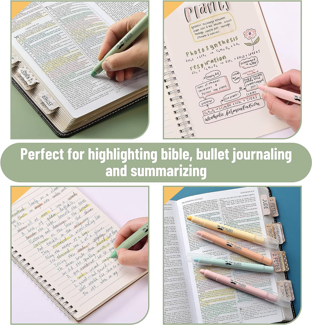 Mr. Pen No Bleed Gel Highlighter, Bible Highlighters, Assorted Colors, Pack of 8