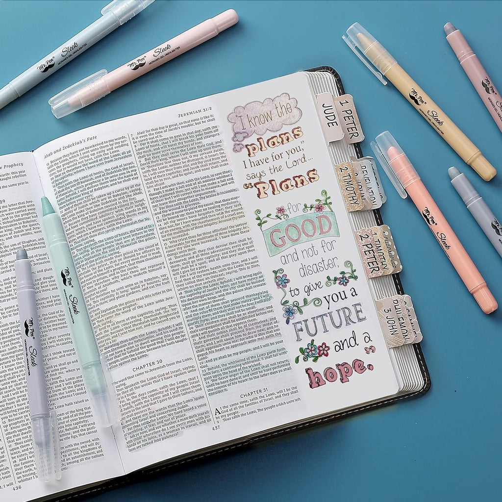 Mr. Pen No Bleed Gel Highlighter, Bible Highlighters, Assorted Colors, Pack of 8