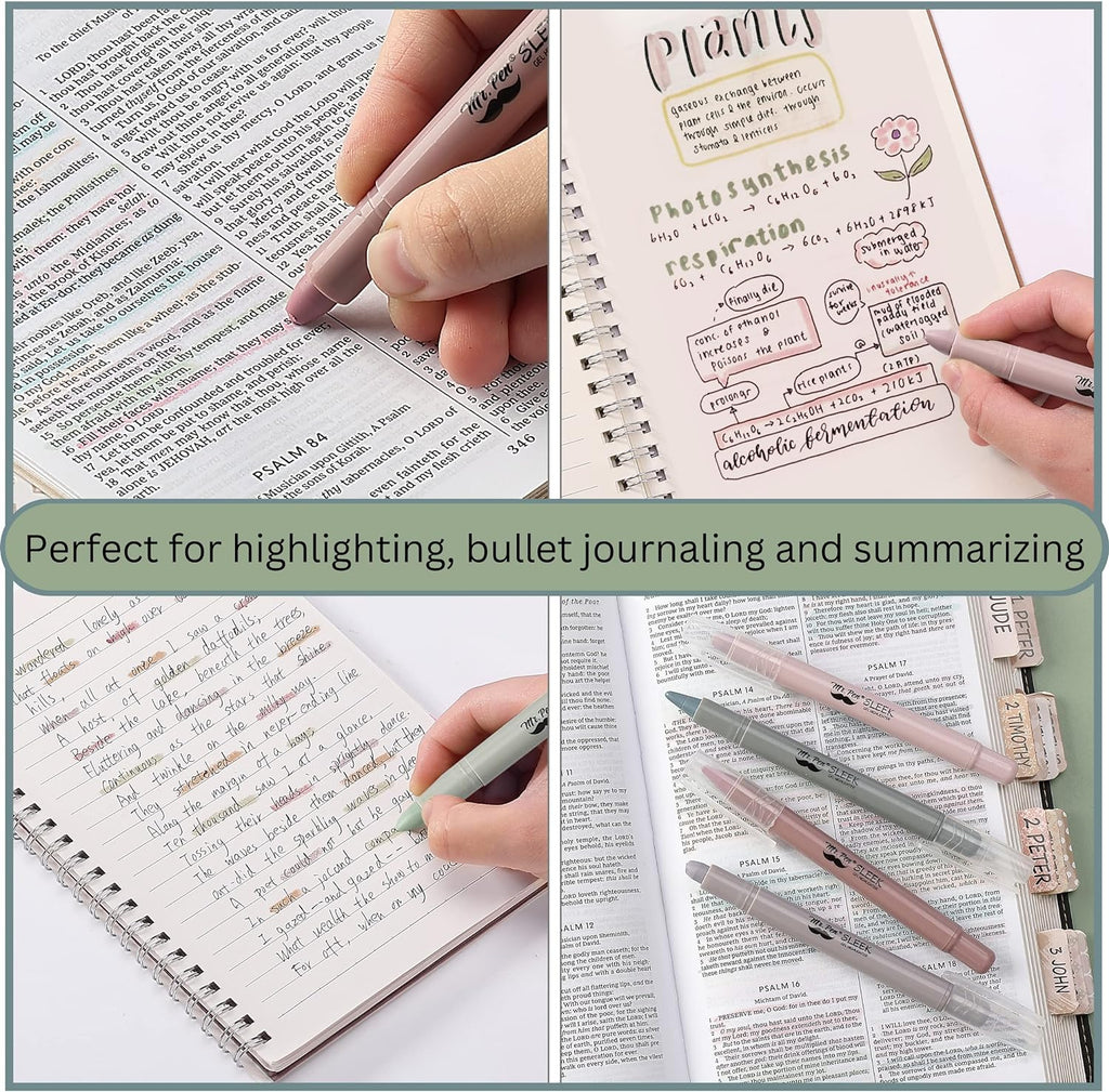 Mr. Pen No Bleed Gel Highlighter, Bible Highlighters, Assorted Colors, Pack of 8