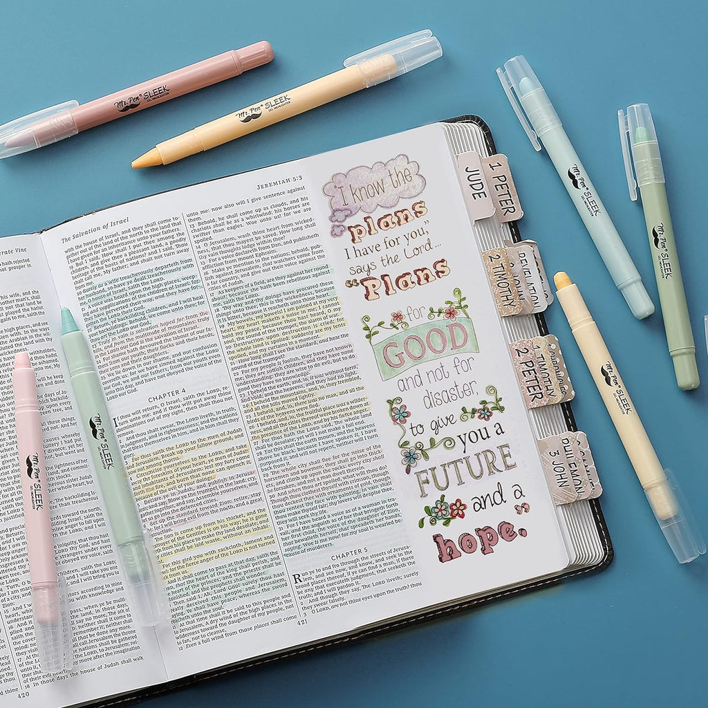 Mr. Pen No Bleed Gel Highlighter, Bible Highlighters, Assorted Colors, Pack of 8