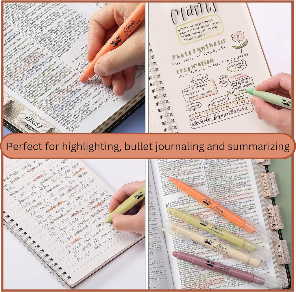 Mr. Pen No Bleed Gel Highlighter, Bible Highlighters, Assorted Colors, Pack of 8