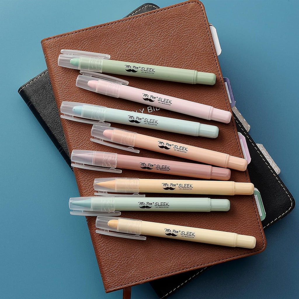 Mr. Pen No Bleed Gel Highlighter, Bible Highlighters, Assorted Colors, Pack of 8