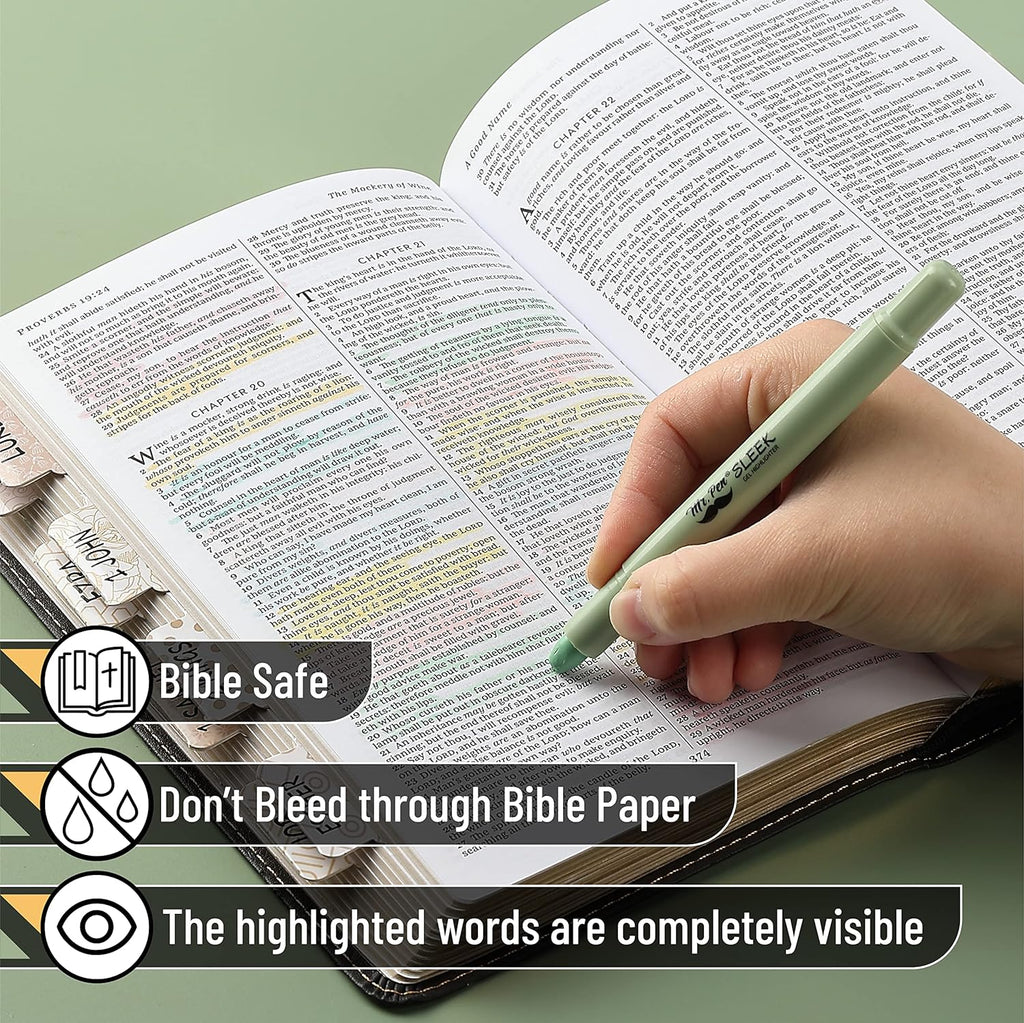 Mr. Pen No Bleed Gel Highlighter, Bible Highlighters, Assorted Colors, Pack of 8