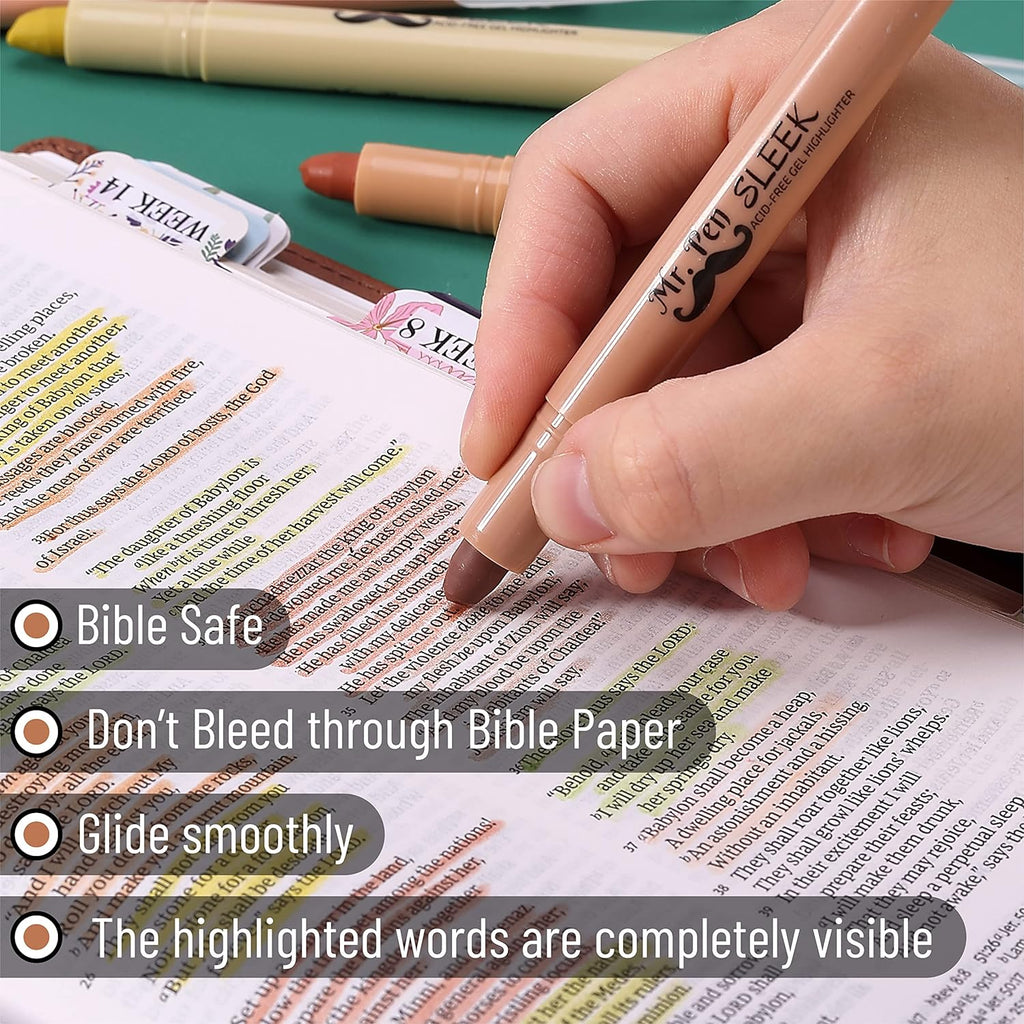 Mr. Pen No Bleed Gel Highlighter, Bible Highlighters, Assorted Colors, Pack of 8