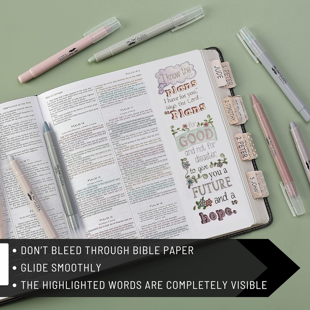 Mr. Pen No Bleed Gel Highlighter, Bible Highlighters, Assorted Colors, Pack of 8