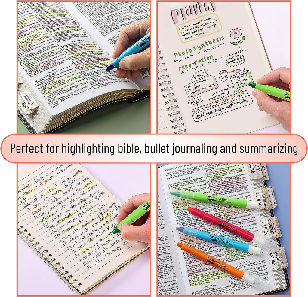 Mr. Pen No Bleed Gel Highlighter, Bible Highlighters, Assorted Colors, Pack of 8
