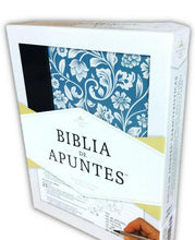 Load image into Gallery viewer, RVR 1960 Biblia de apuntes - Azul - Piel genuina y tela impresa
