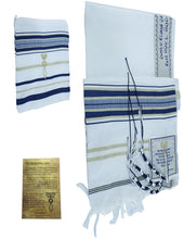 Cargar imagen en el visor de la galería, Mantón de oración del nuevo pacto Tallit inglés / hebreo con estuche a juego
