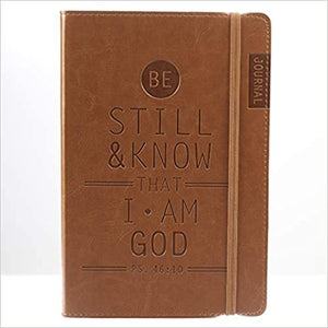 Tan Faux Leather Journal | Be Still and Know - Psalm 46:10